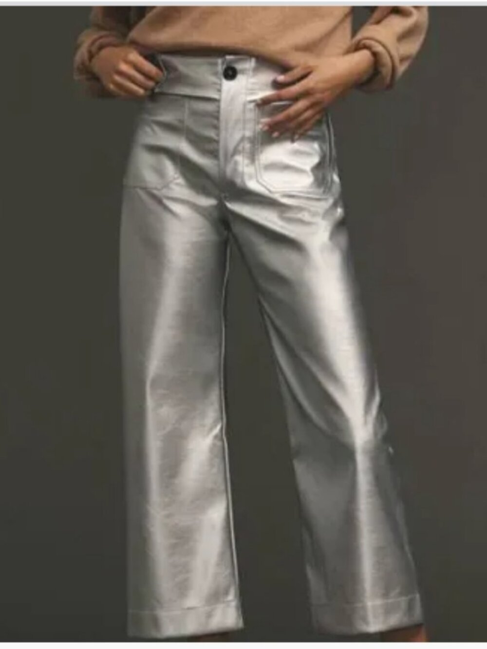 Anthropologie Maeve The Colette Silver Metallic Pants SIZE 27